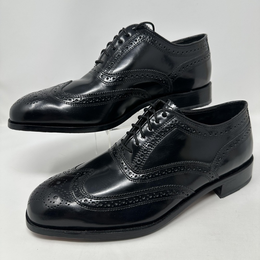 Florsheim Lexington Dress Shoes‎ Mens 8.5D Black Wingtip Oxford Brogue Leather
